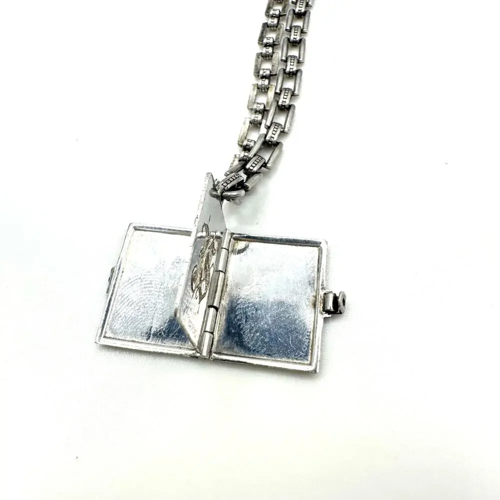 Vintage 925 sterling silver flex link articulated book charm bracelet 6